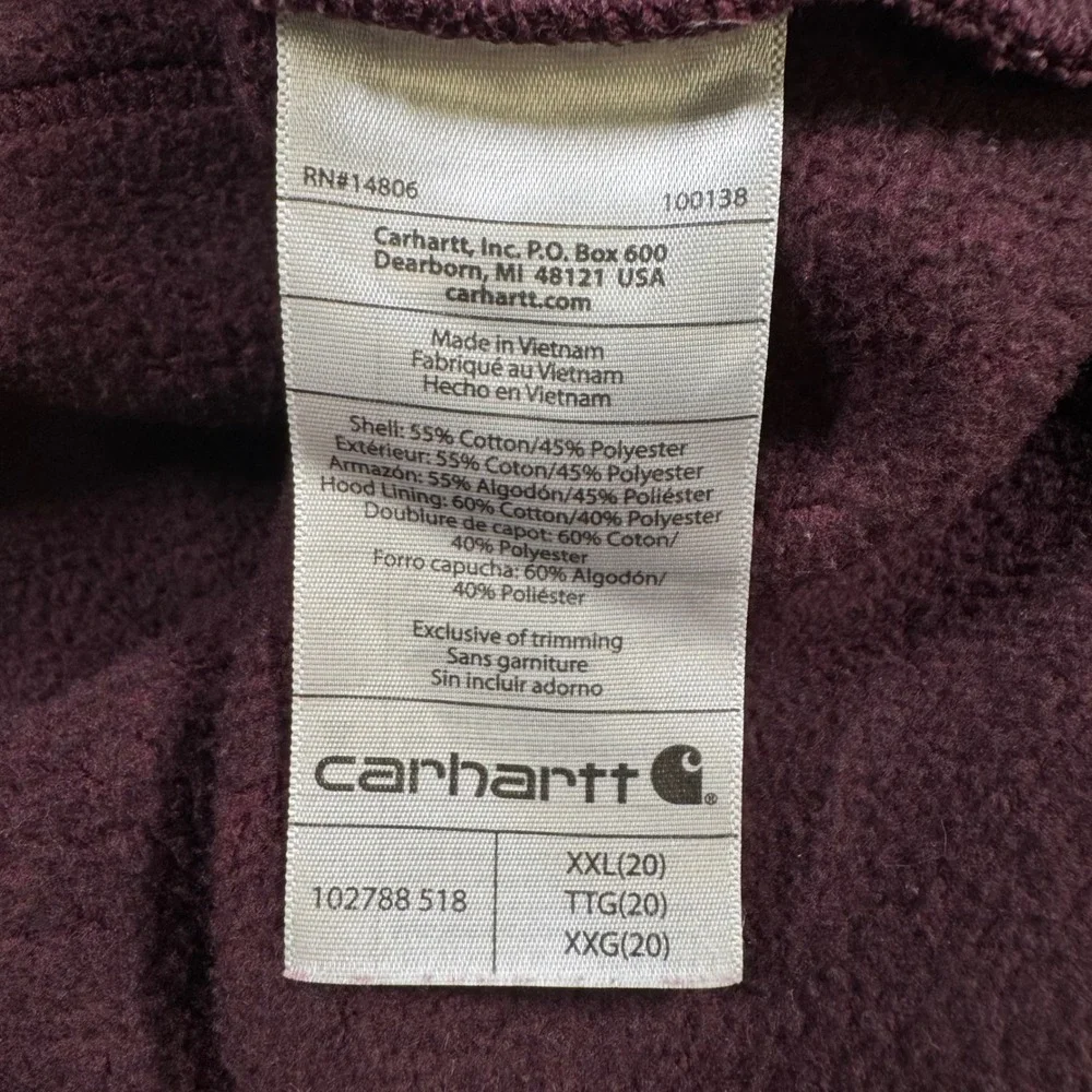 Carhartt Relaxed Fit Zip Hoodie Kids Youth XXL 20